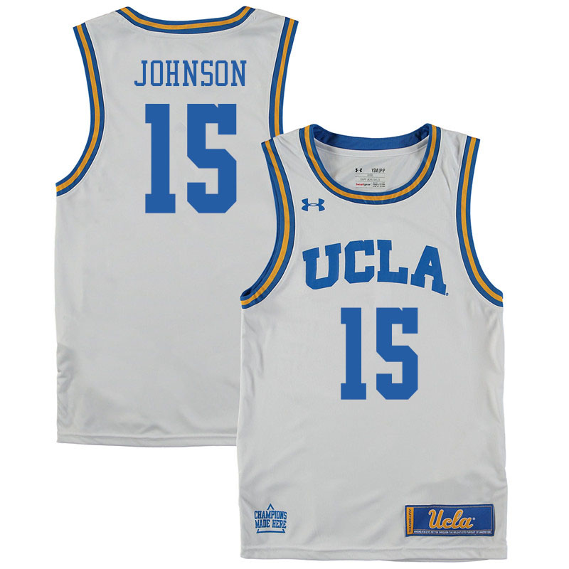 Men #15 Myles Johnson UCLA Burins College Basketball Jerseys Sale-White